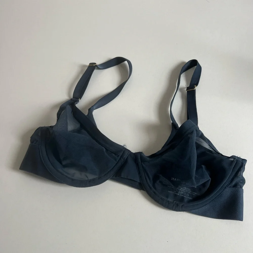 Harper Wilde luxe sheer bra, underwire, navy, size 32B - Picture 2 of 9